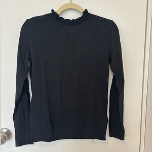 Black Jcrew sweater with ruffle neck